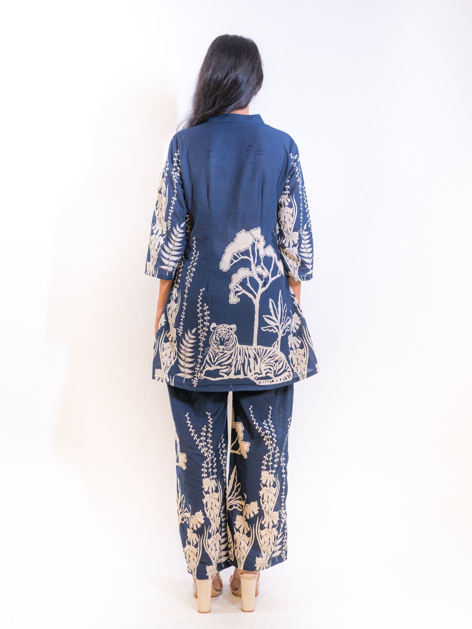 Blue Bagh Co-ord Set with Animal and Floral Prints