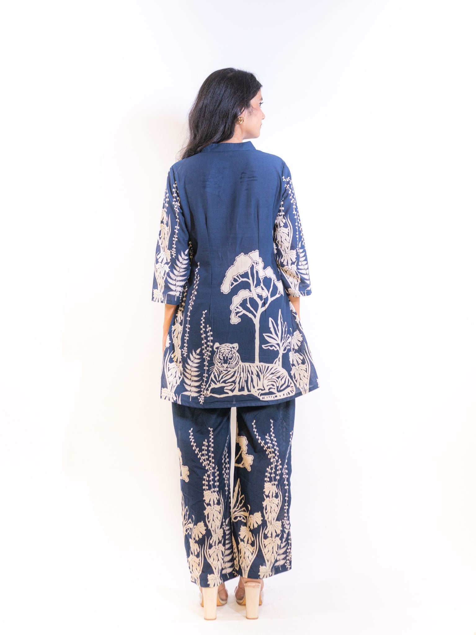 Blue Bagh Co-ord Set with Animal and Floral Prints