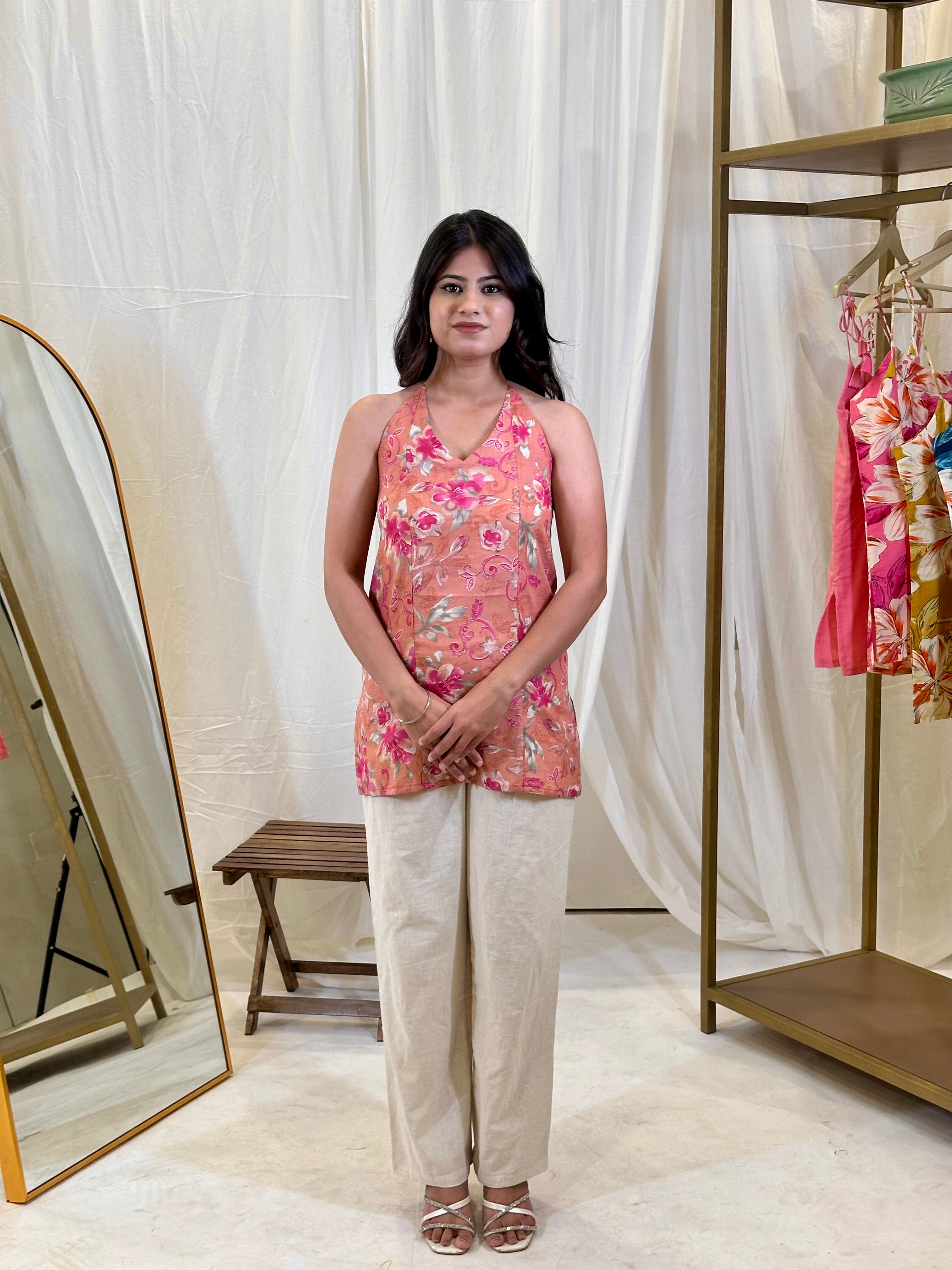 Halter neck pink top