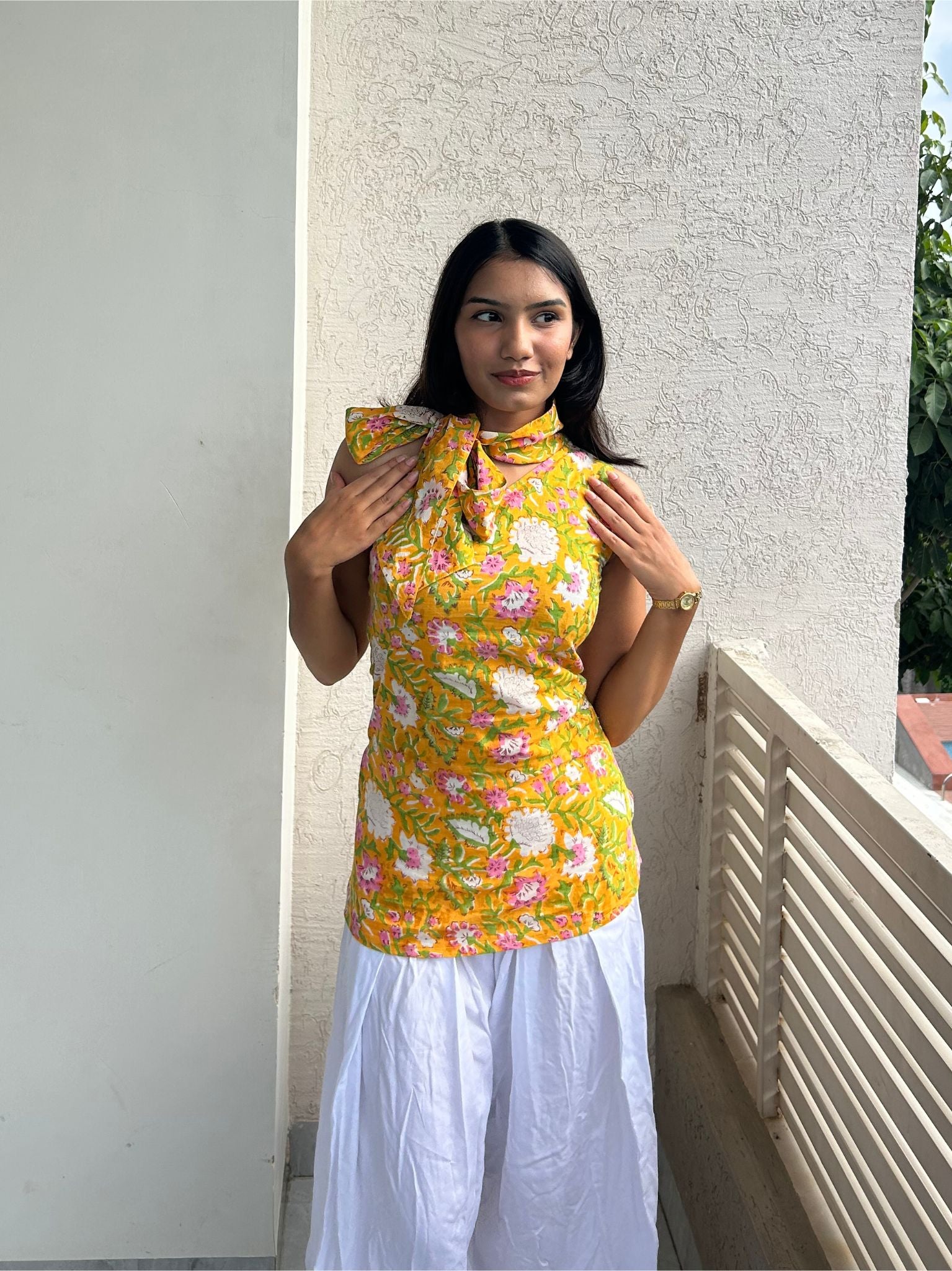 Yellow One Shoulder Designer Kurti with Contemporary Chic Appeal